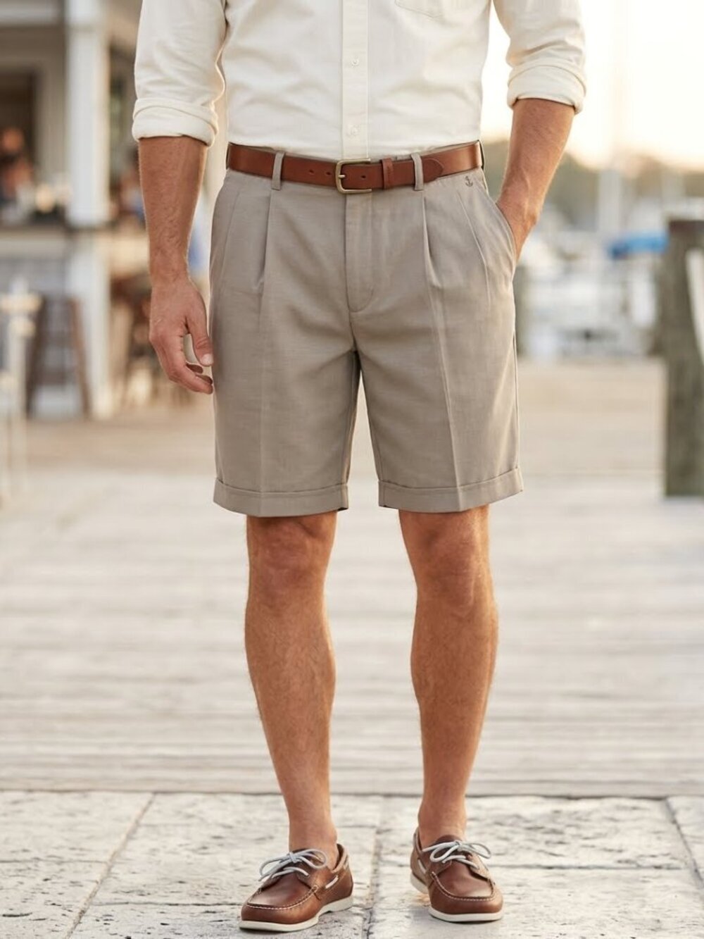 Dockers Recode Men's Size 38 Silk Washed Pleated Grey Shorts NWT Summer Vacation